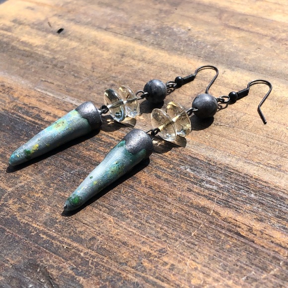 Ceramic Lemon Quartz Earrings - Picture 7 of 7